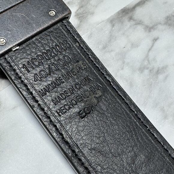 Columbia Black Brown Belt Mens Size 40 Dark Tone Metal Hardware - Picture 3 of 14